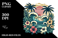 Retro Tropical Waves, PNG Product Image 2