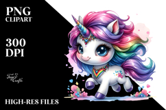 Colorful Unicorn with Cool Haircut PNG Product Image 2