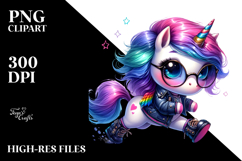 Colorful Unicorn with Cool Haircut PNG Product Image 2
