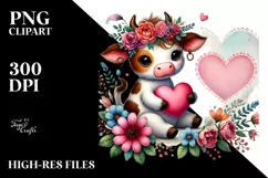 colorful Cow Heart Sitting PNG Product Image 2