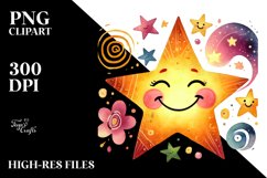 Simple Smiling Star Sublimation PNG Product Image 2