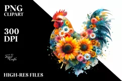 Colorful Chicken with Sunflower Body, PNG Product Image 3