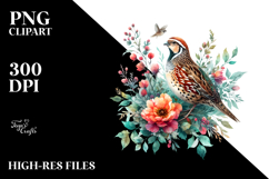 Vibrant Quail Floral Clipart Product Image 2