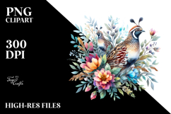 Vibrant Quail Floral Clipart Product Image 2