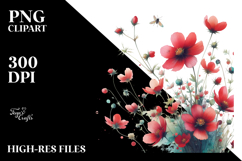 Red Flowers Abstract Watercolor Clipart Product Image 2