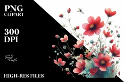Red Flowers Abstract Watercolor Clipart Product Image 3
