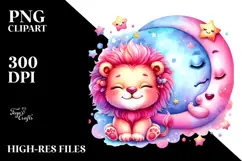 Cute Smiling Pink-Ish Lion PNG Product Image 2