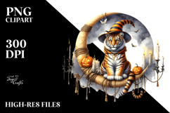 Halloween Tiger on Moon PNG Product Image 2