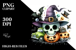 Funny Watercolor Skull | Sublimation Clipart Product Image 3