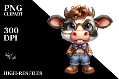 Watercolor Baby Cow Standing with Bandana and es Product Image 2