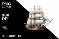 Vintage Sailboat, Transparent PNG Product Image 1