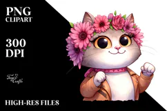 Cat with Flower Crown PNG Product Image 2