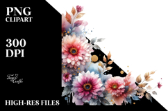 Vibrant Abstract with Small Gerbera and Gold PNG Product Image 2
