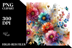 Vibrant Abstract with Small Gerbera and Gold PNG Product Image 2