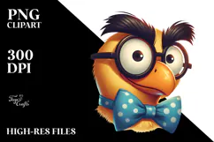 Goofy Cartoon Bird with Bow Tie PNG Product Image 2
