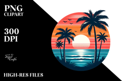 Retro Tropical Sunset Clipart PNG Product Image 2
