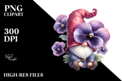 Gnome with Pansy Hat PNG Product Image 2