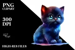 Cute Baby Black Cat in Style PNG Product Image 1