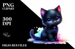 Vibrant Baby Black Cat, Transparent PNG Product Image 1