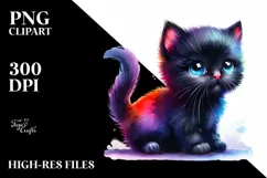 Vibrant Baby Black Cat, Transparent PNG Product Image 3