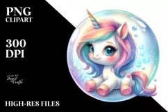 Big Eyes Baby Unicorn | Watercolor Product Image 1