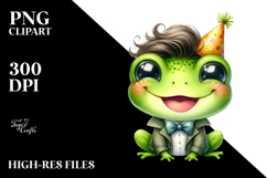 Energetic Baby Frog with Party Hat PNG Product Image 2