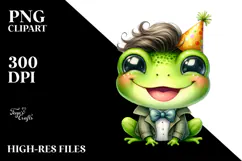 Energetic Baby Frog with Party Hat PNG Product Image 2