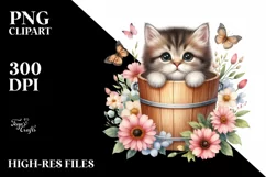 Watercolor Cute Baby Cat PNG Product Image 1