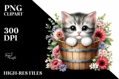 Watercolor Cute Baby Cat PNG Product Image 1