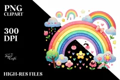 Cute Rainbow Watercolor PNG Product Image 2
