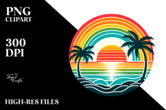 Retro Tropical Rainbow Sunset PNG Product Image 2