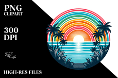 Retro Tropical Rainbow Sunset PNG Product Image 2