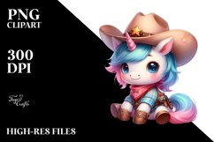 Cute Baby Unicorn Cowboy in Watercolor Product Image 3