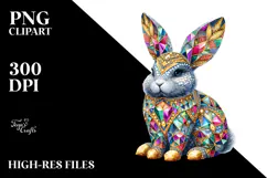 Colorful Bunny Made of Diamonds PNG Product Image 2