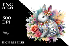 Colorful Bunny Made of Diamonds PNG Product Image 2