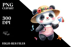 Baby Panda in Beachwear PNG Product Image 2