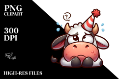 Goofy Cartoon Cow with Party Hat, Transparent PNG Product Image 2