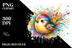 Colorful Bird Spring Flowers PNG Product Image 2