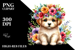 Colorful Flower Crown Puppy | Sublimation | Clipart Product Image 2