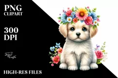 Colorful Flower Crown Puppy | Sublimation | Clipart Product Image 3