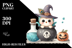 Halloween Peacock with Witch Potion PNG Product Image 2