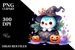 Halloween Peacock with Witch Potion PNG Product Image 2