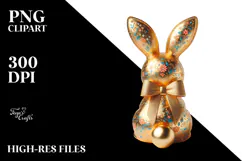 Creative Vintage Bunny Sitting PNG Product Image 2