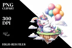 Floating Baby Unicorn with Balloons | Sublimation | Clipart Product Image 3