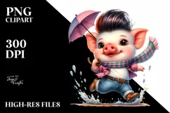 Cute Baby Pig Jumping PNG Product Image 3