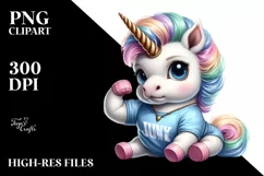 Cute Baby Unicorn as Johny Bravo | Clipart Product Image 1