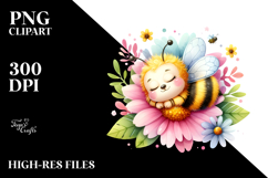 Colorful Baby Bee Sleeping | Sublimation Clipart Product Image 2
