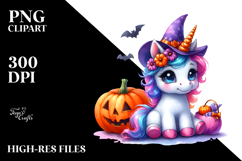 Cute Baby Unicorn Dressed for Halloween PNG Product Image 2