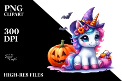 Cute Baby Unicorn Dressed for Halloween PNG Product Image 2