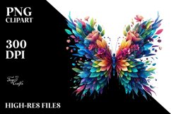 Abstract Vibrant Butterfly with Flowers PNG Product Image 3